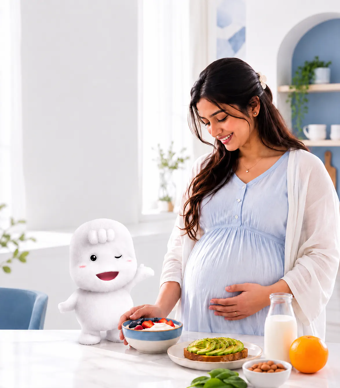 MamyPoko Pants creative showing an expecting mother with the message eat well for two